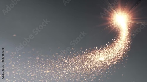 Shooting star trail with bright light in the sky