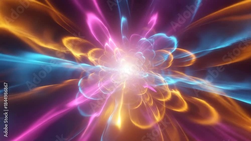 Vibrant abstract flower design with neon colors