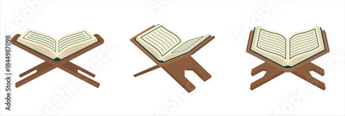 Holy Quran on Wooden Stand for Religious Education and Ramadan Design