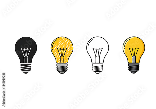 Different light bulb illustrations