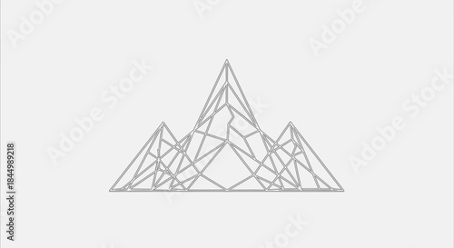 Geometric Wireframe Mountain Peaks Illustration.