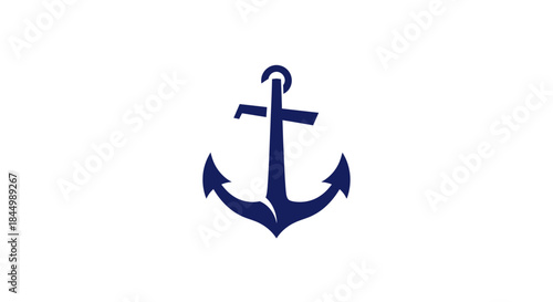 Navy Blue Anchor Symbol on White.