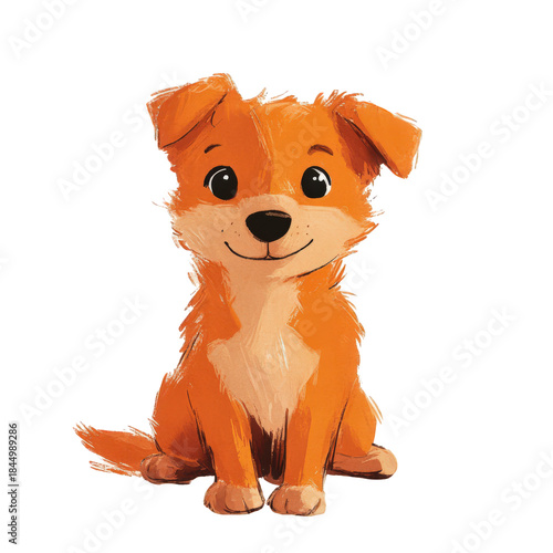 Cartoon puppy dog illustration character design cheerful and cute