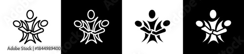 Community Unity Symbol line n glyph icon style in white and background