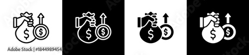 Business Profit Gain line n glyph icon style in white and background