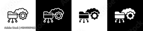 API Integration System line n glyph icon style in white and background
