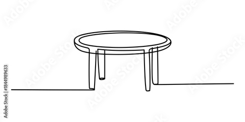 Simple continuous line drawing of a round table for minimalist design Vector, illustration