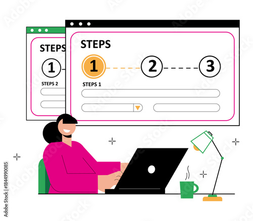 Navigating Digital Form with Steps Concept Illustration