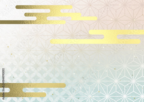 和柄 金色の雲の模様　背景 イラスト