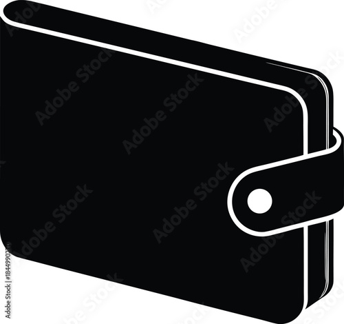 Black silhouette of a closed wallet with a snap closure