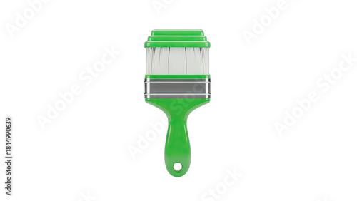 Green Paint Brush Isolated on White Background