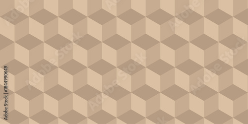 seamless overlap cube brown geometric pattern with triangles wallpaper. abstract structure element tile and mosaic paper repeating decoration background.