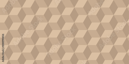 seamless overlap cube brown geometric pattern with triangles wallpaper. abstract structure element tile and mosaic paper repeating decoration background.