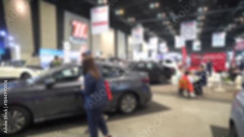 Thailand car show room at the The Mall Korat MOTOR SHOW 2025.Blur and Soft Focus.There is a slight flicker.