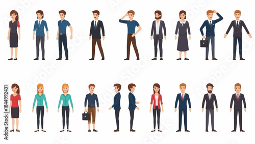 Collection of Diverse Professional and Casual Individuals Cartoon Illustrations