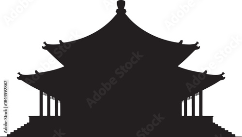 Classic Asian Temple Pagoda Silhouette