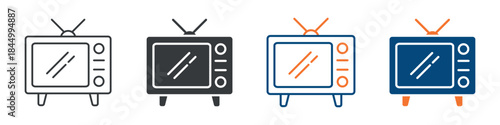 Retro Tv Icon Set Multiple Style Collection 