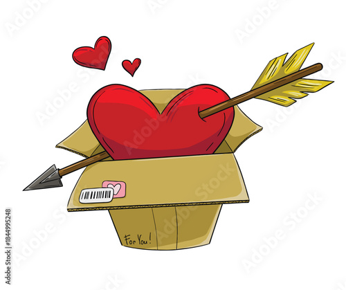 Love Delivered in a Box with Cupid's Arrow