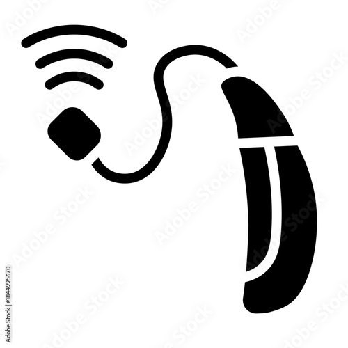 Hearing Aid Vector Glyph Icon Design