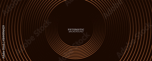 3D brown lines techno abstract background overlap layer on dark space with circles shapes effect decoration. Modern graphic design element stripes style concept for web banner, card, or brochure cover
