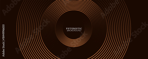 3D brown lines techno abstract background overlap layer on dark space with circles shapes effect decoration. Modern graphic design element stripes style concept for web banner, card, or brochure cover