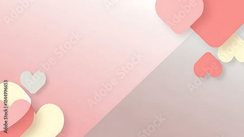 Romantic Pink Gradient Background with Floating Heart Shapes