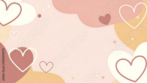 Cute Romantic Heart Background in Soft Pink and Beige Tones