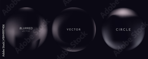 Abstract circle shapes with gradient isolated on black background. Vector set. Fluid vivid gradients for banners. Modern trendy design. Liquid shape. Colorful bright neon template. EPS10