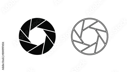 Camera aperture diagrams solid black and outline versions side by side