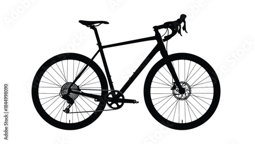 Silhouette of a road bike with drop handlebars and visible components