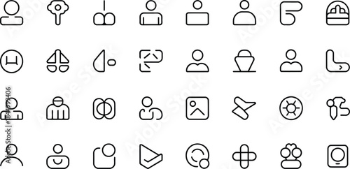 Collection of Simple Outline Icons Representing People and Objects symbol