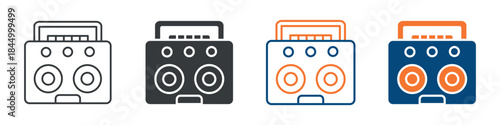 Boombox Icon Set Multiple Style Collection 