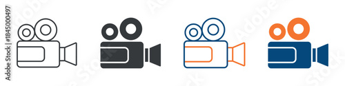Video Camera Icon Set Multiple Style Collection 