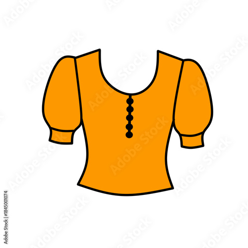 Yellow blouse with puff sleeves