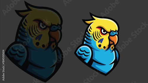 Budgerigar Mascot Logo Flat Vector Illustration