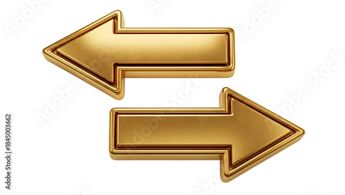 Shiny golden arrows pointing left and right symbolizing exchange and transfer
