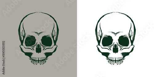 💀 Black background horror skull and crossbones vector symbol illustration for a scary Halloween or pirate tattoo design