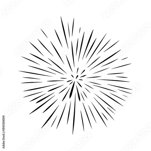 Black Sunburst Starburst Explosion Line Design Radial Element