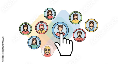 Illustration depicting online recruitment process and candidate selection digitally