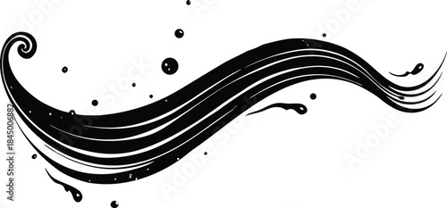 Abstract black watercolor brush stroke swirl vector illustration scalable eps art