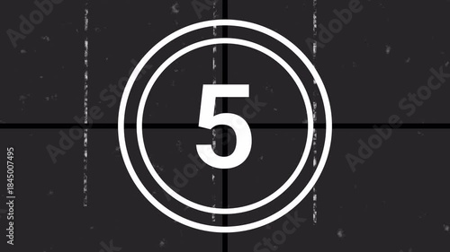 10 Old film countdown timer graphic for retro movie scenes and vintage television shows