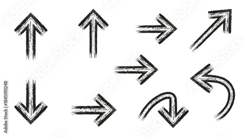 Set of Grungy Arrows Directional Elements for Design and Navigation