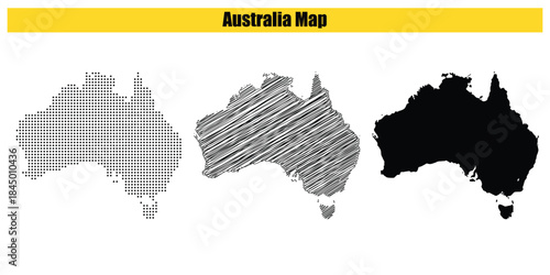 Halftone Dotted, Sketch, Silhouette, Vector illustration, Map