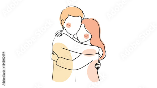 Embrace of Connection: An illustration of a couple in a tender embrace, their figures softly defined. It celebrates the universal language of affection. 