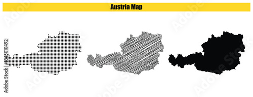 Halftone Dotted, Sketch, Silhouette, Vector illustration, Map