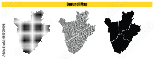 Halftone Dotted, Sketch, Silhouette, Vector illustration, Map