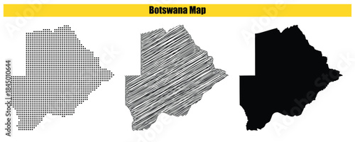 Halftone Dotted, Sketch, Silhouette, Vector illustration, Map