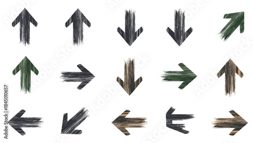 Hand-drawn arrows pointing in various directions, offering navigational choices and design elements