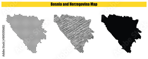 Halftone Dotted, Sketch, Silhouette, Vector illustration, Map