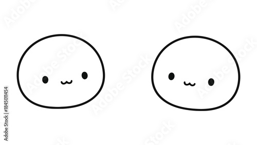 Cute Cartoon Spheres: Two adorable cartoon spheres with cheerful expressions are presented. capturing a sense of simple joy and positive vibes.